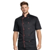Bluza kucharska czarna krótki rękaw lamówka bordowa roz.3XL – bluza kucharska – odzież gastronomiczna